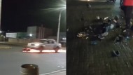 El increíble video de la noche de Río Gallegos: persecución, una camioneta, una moto, accidente y un joven tirado 