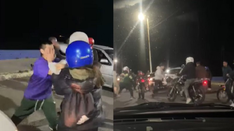  El increble video publicado en redes sociales que muestra una probable persecucin, una camioneta, una motos y un joven tirado en la calle, conmociona a Ro Gallegos.(Captura del video de Eduardo Fabin Coli)