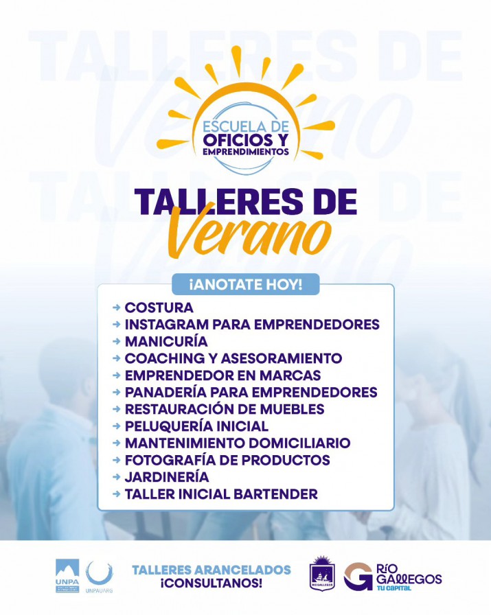 Uno por uno: todos los talleres de verano de la Escuela de Oficios y Emprendimientos de Ro Gallegos que comienzan en febrero 