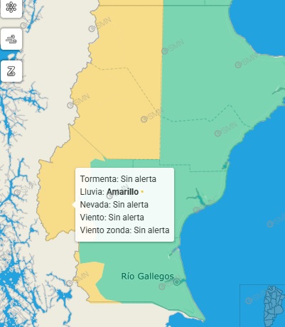 Alerta por viento y lluvia en Santa Cruz: las zonas que sern afectadas maana viernes