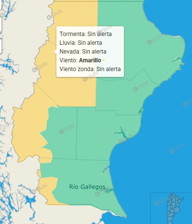 Alerta por viento y lluvia en Santa Cruz: las zonas que sern afectadas maana viernes