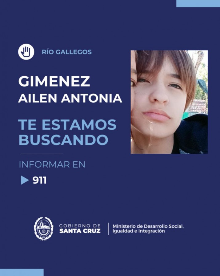 Buscan a una adolescente de 13 aos en Ro Gallegos que se fue de su casa